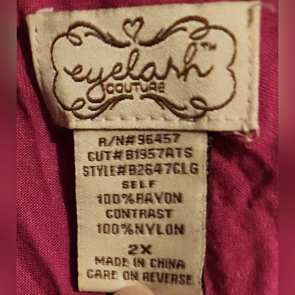 Eyelash  Pink Lace top size 2X - Picture 3 of 4